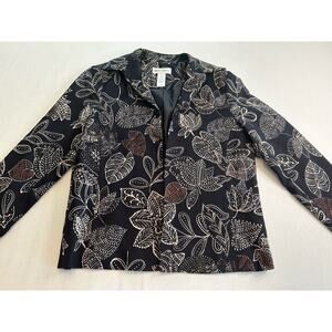 Draper’s and Damon‘s Open‎ Front Jacket Black Multicolor Lined Sz 8 Embroidered